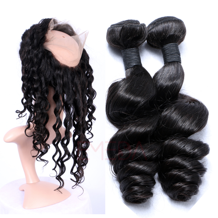 EMEDA Brazilian Hair 360 Lace frontal Loose Wave 360 Lace Virgin Hair Pre Plucked Lace Frontals HW030
